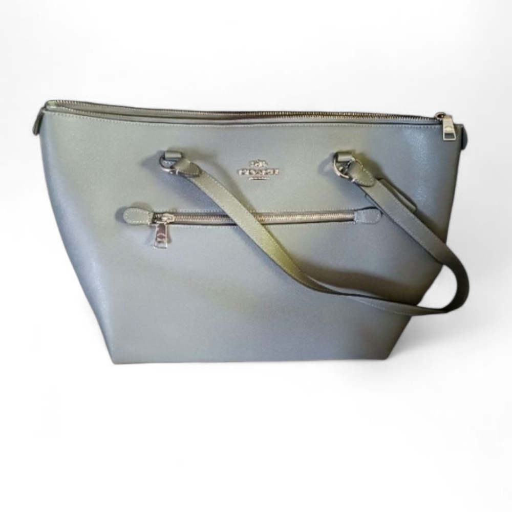Coach Light Gray Leather Tote NEVER USED BRAND NEW - Picture 2 of 8